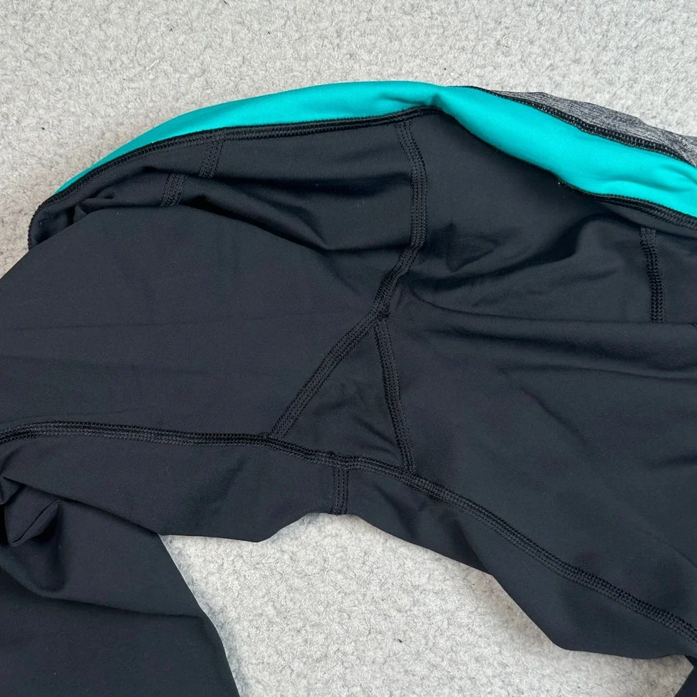 Lululemon Run Inspire Crop II Leggings Womens 4 Black Teal Luxtreme Yoga Gym